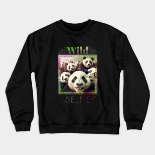 Panda Bear Wild Nature Funny Happy Humor Photo Selfie Crewneck Sweatshirt